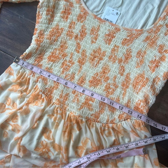 Free People It’s Fate MIDI Floral Print Dress Yellow Custard Combo Size Large - Picture 15 of 16